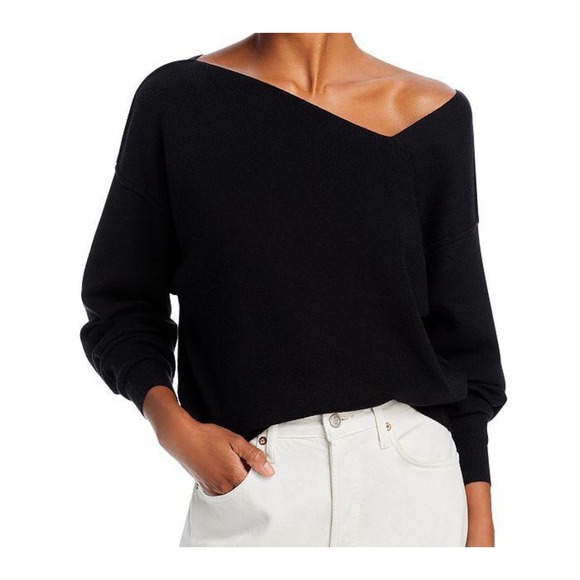 Stitch Fix Sweaters - Stitch Fix Womens Black Asymmetrical Off Shoulder Knit Sweater Long Sleeve New